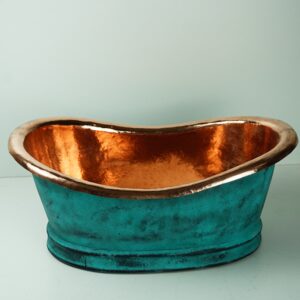 Aged Copper Vessel Sink Tub Style ,  Oxidized Copper Sink Bathroom