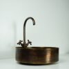 Rustic Brass round Vessel sink with Oil rubbed bronze Faucet