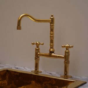 Deck Mount Solid Brass Bridge Kitchen Faucet . New Style Brass Faucet for Kitchen Sink