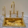Customized Unlacquered Brass Bridge Faucet , Natural Solid Brass Bridge Kitchen Faucet