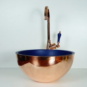 Double Wall Copper Vessel Sink Bathroom , Different Color Interior Copper Vessel Sink Bathroom Decor