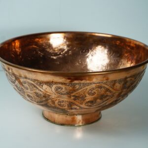 Artisanal copper Vessel Sink , Engraved Handmade Copper Sink Bathroom