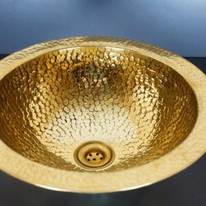 Unlacquered Brass Bathroom Sink . Handmade Solid Brass Bar Sink Drop In