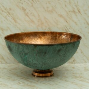 Oxidized Copper vessel sink Bathroom , Green Copper Wash Basin Sink Bathroom