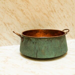 Bucket Vessel Sink Green patina Copper Sink with Handles , Verdigris Bathroom Copper Vessel sink ,