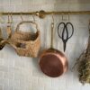 Unlacquered Brass Wall Mounted Pot Rack , Brass Kitchen Rail with Hooks , Brass Wall Pot Rack Kitchen Storage