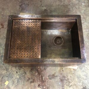 Aged Copper farmhouse sink with flat grid , Farmhouse Sink Available in 30", 33"and 36" Including Drain sin