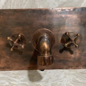 Copper Wall Mounted Faucet , 3 hole Copper Bathroom Faucet