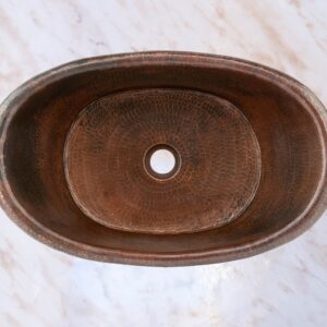 Hammered Copper Bathroom Sink , Rustic Bath Tub Vessel Sink