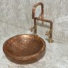 Handcrafted Copper kitchen faucet sink , Pure copper faucet vessel sink with solid brass handles