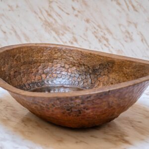 Aged Copper Vessel sink Bathroom , Copper Hand Hammered Oval Bathroom Sink