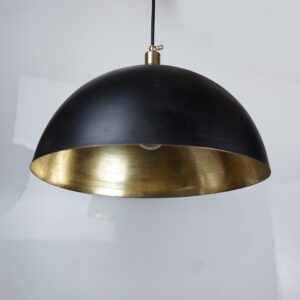 Vintage Pendant Light - Farmhouse Dome Chandelier in Black and Brass for Kitchen Island, Bedroom, Dining Room, Hallway