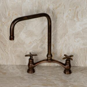 Bronze Bridge Kitchen Faucet - Vintage Copper Faucet for Farmhouse Sink - Magical Elegance