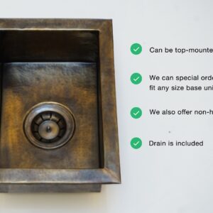 Antique Solid Brass Undermount Bar Sink In Various Sizes