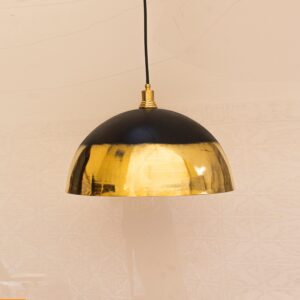 Brass Light Fixture Dome Unlacquered Brass and Black Pendant Light Island Kitchen