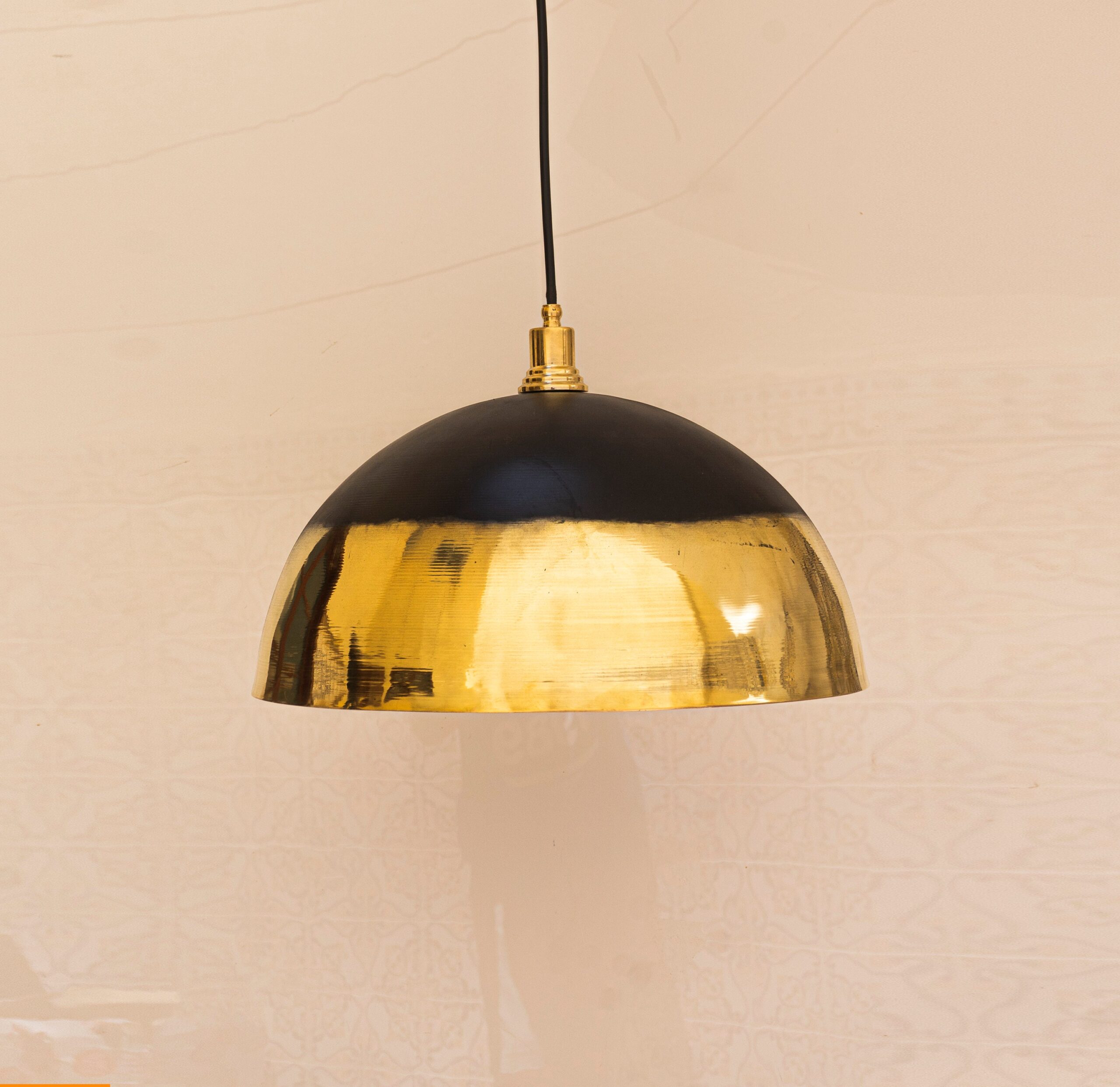 Brass Light Fixture Dome Unlacquered Brass and Black Pendant Light Island Kitchen