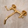 Unlacquered Brass Tub Filler Faucet , Solid brass Bathroom faucet , Customizable Spout Reach