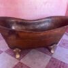 Aged Copper Clawfoot Tub , Rustic Copper Bathtub Bathroom