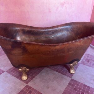 Aged Copper Clawfoot Tub , Rustic Copper Bathtub Bathroom