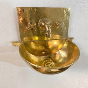 Brass Wall Mount Bathroom Sink and Faucet Combo 