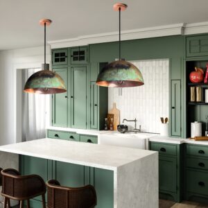 Handcrafted Copper Island Kitchen Lighting , Copper Dome Pendant Light Fixture