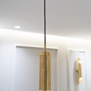 Set of 3 Brass Pendant Light Fixtures, Long Gold Pendant Light, Solid Brass Hanging Lamp