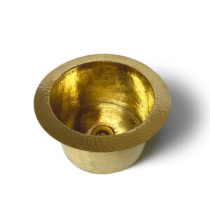 Hammered Unlacquered Brass Round Bar Sink , Round Solid Brass Sink including drain