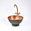 Copper Vessel Sink Bathroom , Black Wash Basin With Copper Faucet
