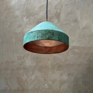 Vintage Copper Pendant Light - Rustic Green Patina Ceiling Fixture , Copper Kitchen Island Lighting