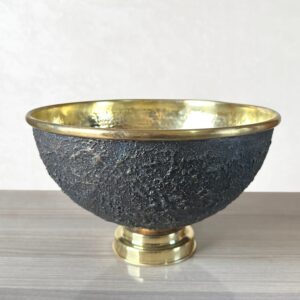 Solid Brass Vessel Sink Bathroom -Black Wash Basin with Polished Brass Interior