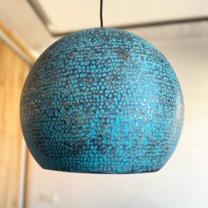 Blue Patina Brass Pendant Light, Handmade Large Dome Light, Island Kitchen Lighting