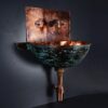 Wall Mounted Oxidized Copper Bathroom Sink With Mixer Faucet , Green patina Sink Bathroom Wall Mount Sink