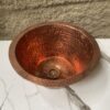 Handcrafted Round Copper Bar Sink – Hammered Drum Design with Drain Included