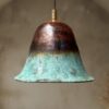 Oxidized Copper Pendant Light – Green Patina Bell Shade Ceiling Fixture for Farmhouse Kitchen