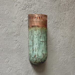 Set of 2 Green Patina Copper Wall Sconce, Copper Hanging Scones Hallway
