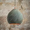 Set of Two Handmade Copper Dome Pendant Lights – Green Patina Ceiling Fixtures for Rustic Farmhouse Kitchen