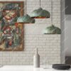 Pair of Patina Copper Pendant Lights – Vintage Dome Ceiling Fixtures for Farmhouse Kitchen Lighting