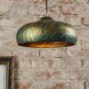 Copper Dome Pendant Light – Green Patina Ceiling Fixture for Rustic Farmhouse Kitchen Island