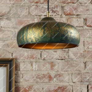 Copper Dome Pendant Light – Green Patina Ceiling Fixture for Rustic Farmhouse Kitchen Island