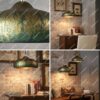 Set of Two Rustic Copper Pendant Lights – Green Patina Dome Fixtures for Vintage Farmhouse Kitchen