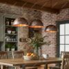 Oxidized Copper Pendant Light – Rustic Farmhouse Ceiling Fixture for Kitchen Island