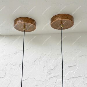 Hammered Copper Pendant light, Handmade Vintage Farmhouse Lighting, Sculptural Oxidized pendant lamp