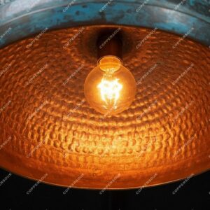 Blue Patina Ceiling Lamp Kitchen Island ,Oxidized Copper Dome Pendant Light Dining Room