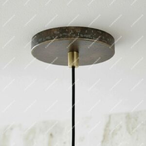 Oxidized Copper Drum Pendant Light – Handcrafted Patina Ceiling Lamp for Living Room or Kitchen Island