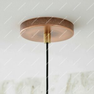 Oxidized Copper Pendant Light – Handmade Patina Drum Ceiling Lamp for Kitchen Island or Dining Room
