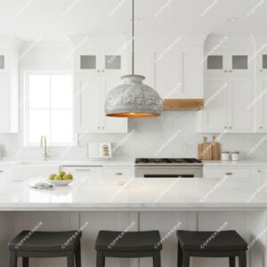 White Patina Copper Dome Pendant Light – Rustic Ceiling Fixture Farmhouse Lighting