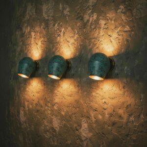 Green Patina Copper Wall Sconce – Handmade Oxidized Dome Light Fixture