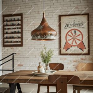 Rustic Copper Onion Dome Pendant – Handmade Oxidized Light Fixture Farmhouse Kitchen