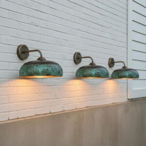 Oxidized Copper Wall Sconce – Handmade Green Patina Light Fixture Rustic Indoor and Outdoor Decor
