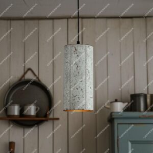 White Patina Cylinder Pendant Light – Rustic Copper Hanging Lamp Island Kitchen